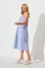 Miramar Midi Dress in Blue and White Stripe Cotton sold by St Frock