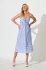 Miramar Midi Dress in Blue and White Stripe Cotton sold by St Frock