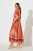 Minara Maxi Dress in Multi Orange Patchwork sold by St Frock
