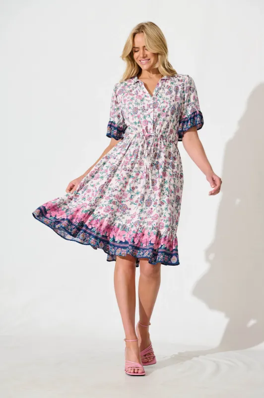 Samison Dress in Pink and Blue Floral sold by St Frock