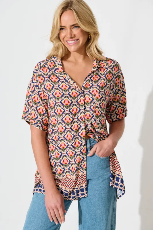 Mahlari Shirt in Multi Tile Print sold by St Frock