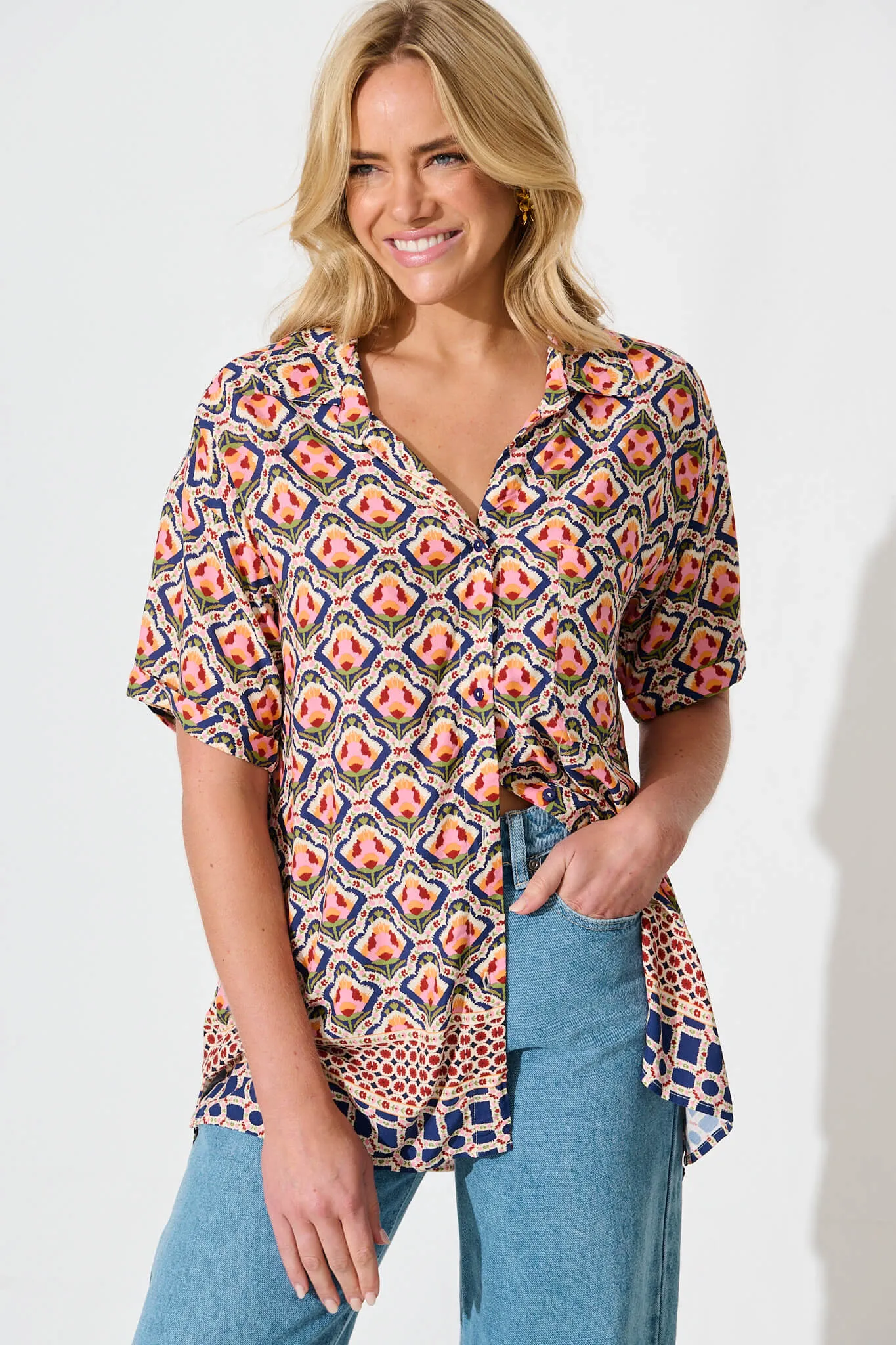 Mahlari Shirt in Multi Tile Print sold by St Frock