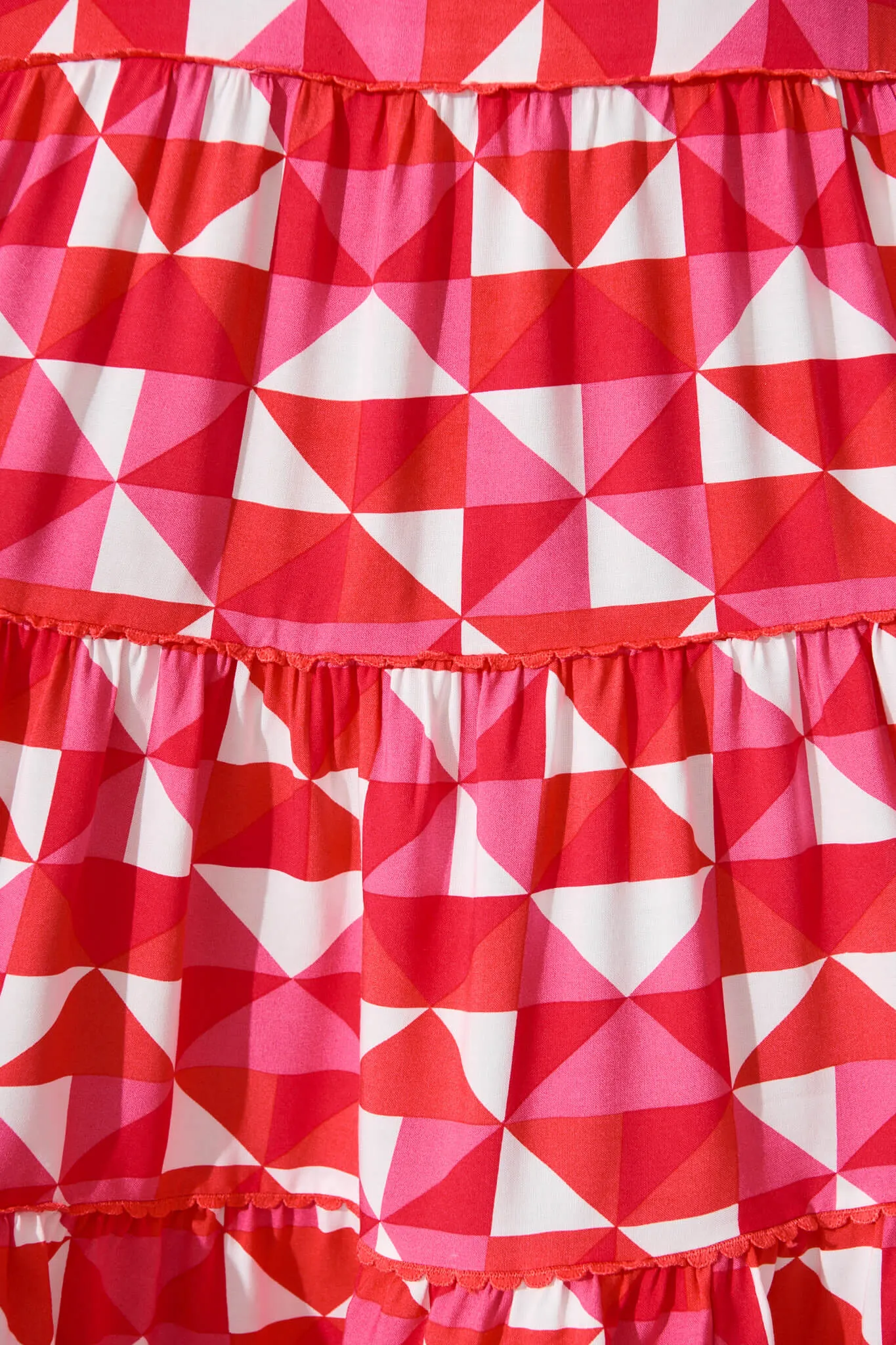 Coastal Sundress In Pink and Red Geometric sold by St Frock product image thumbnail 5