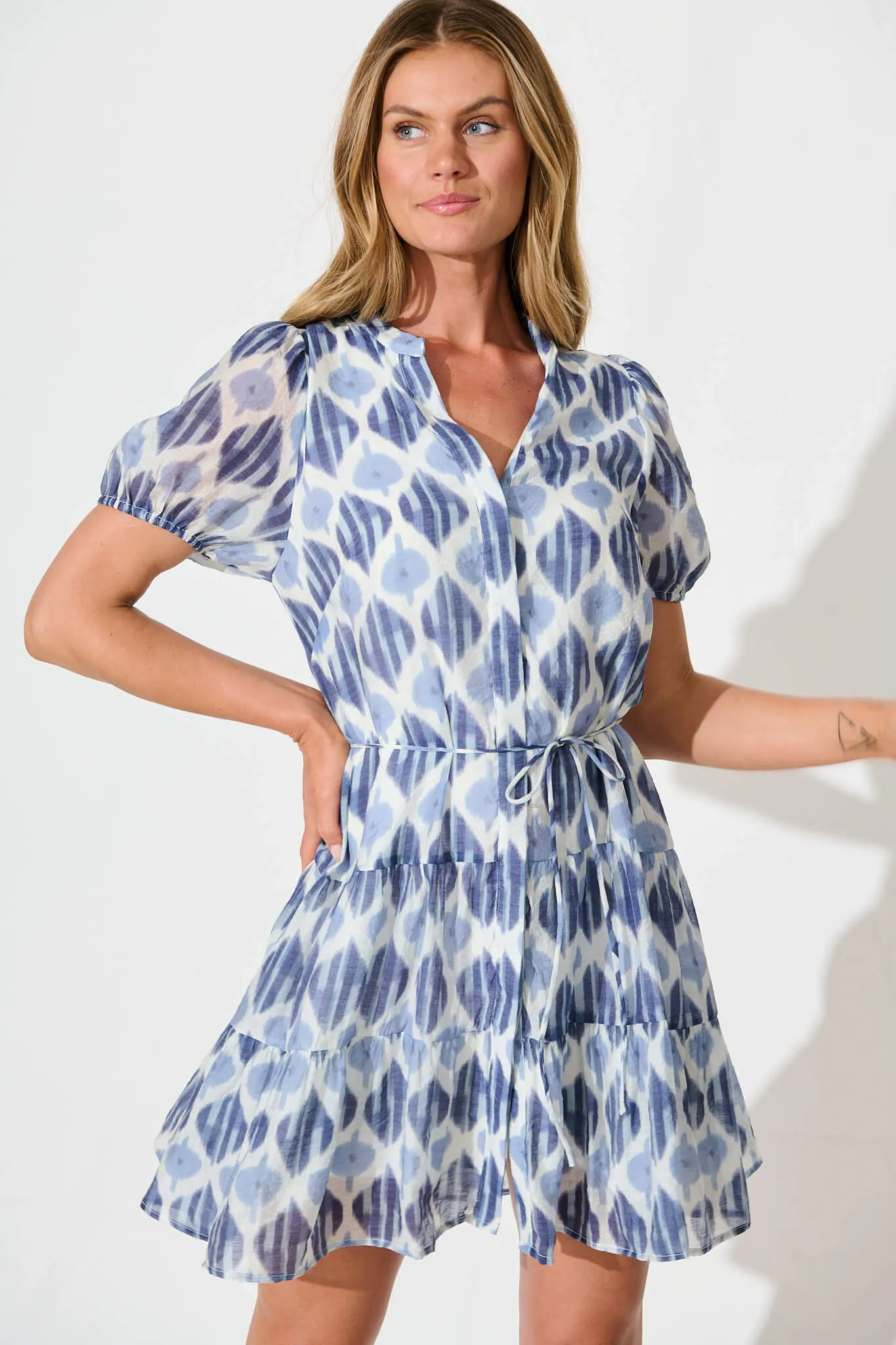 Charlita Dress in Blue and Navy Print sold by St Frock product image thumbnail 2