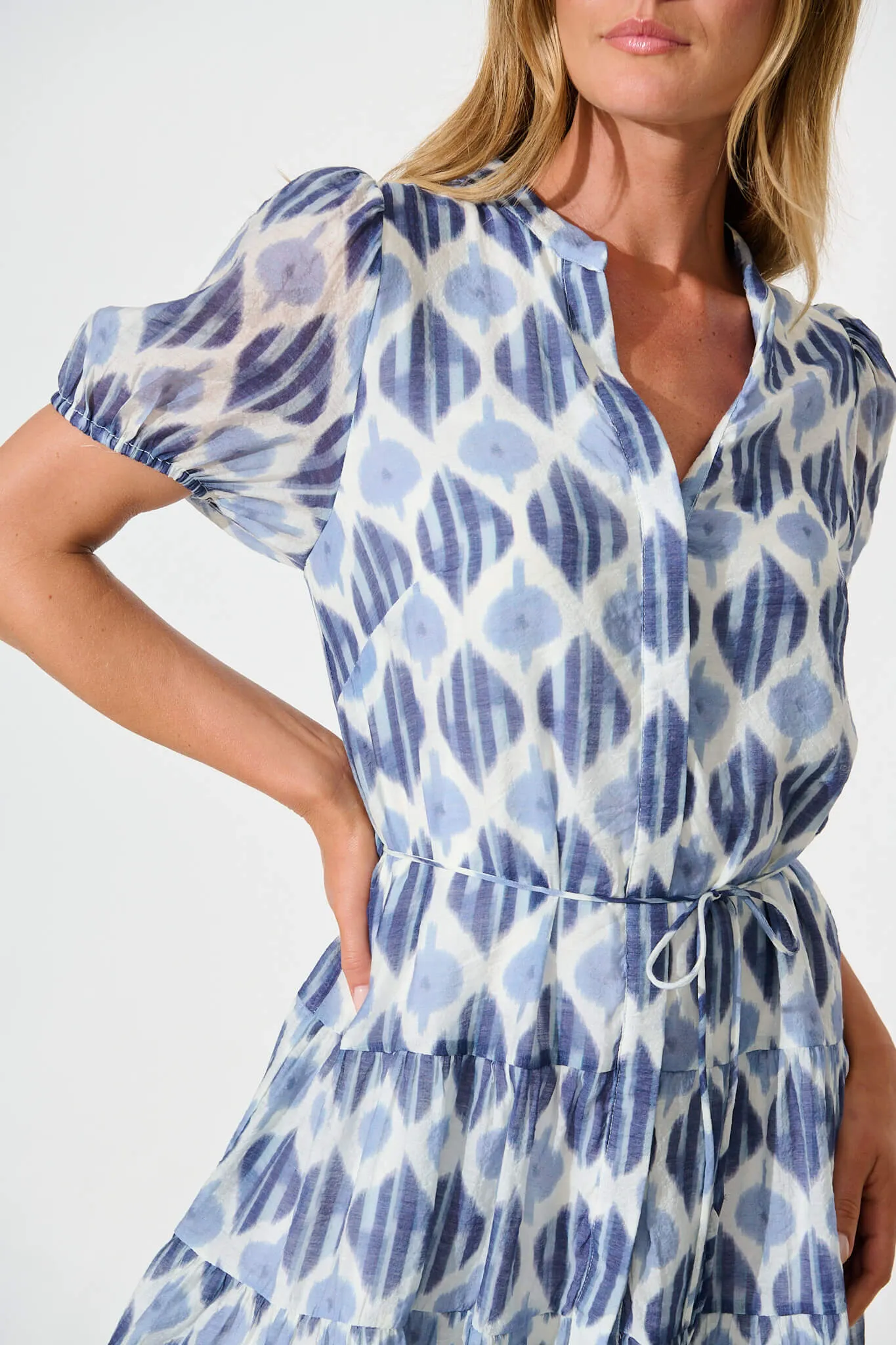 Charlita Dress in Blue and Navy Print sold by St Frock product image thumbnail 5