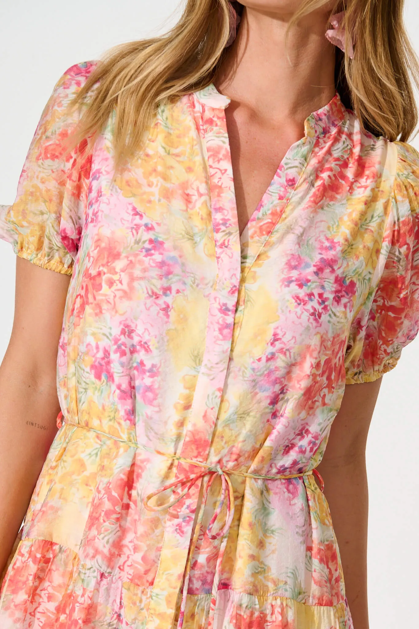 Charlita Dress in Lemon and Orange Floral sold by St Frock product image thumbnail 5