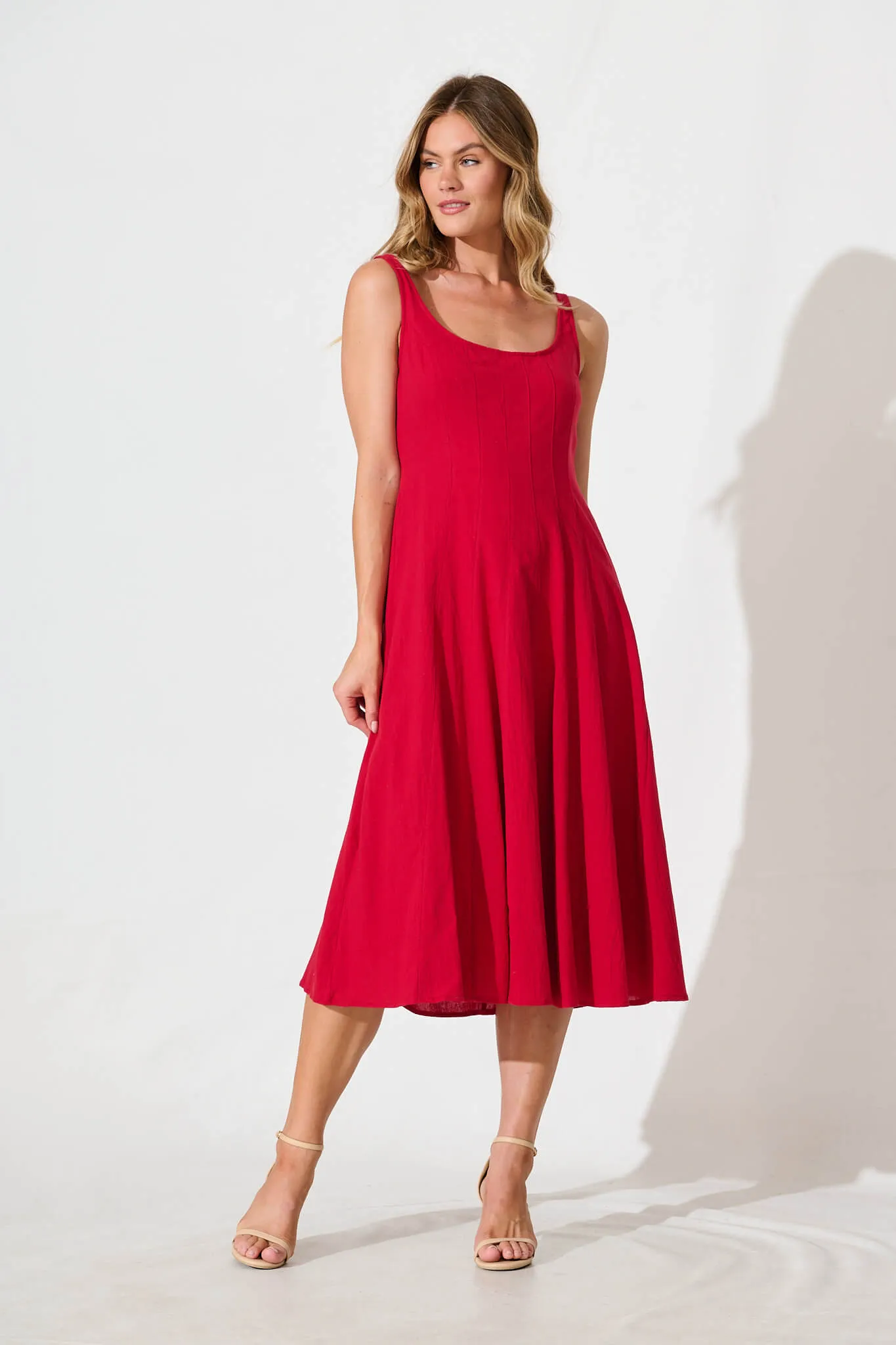 Shaima Midi Sundress in Red Cotton sold by St Frock