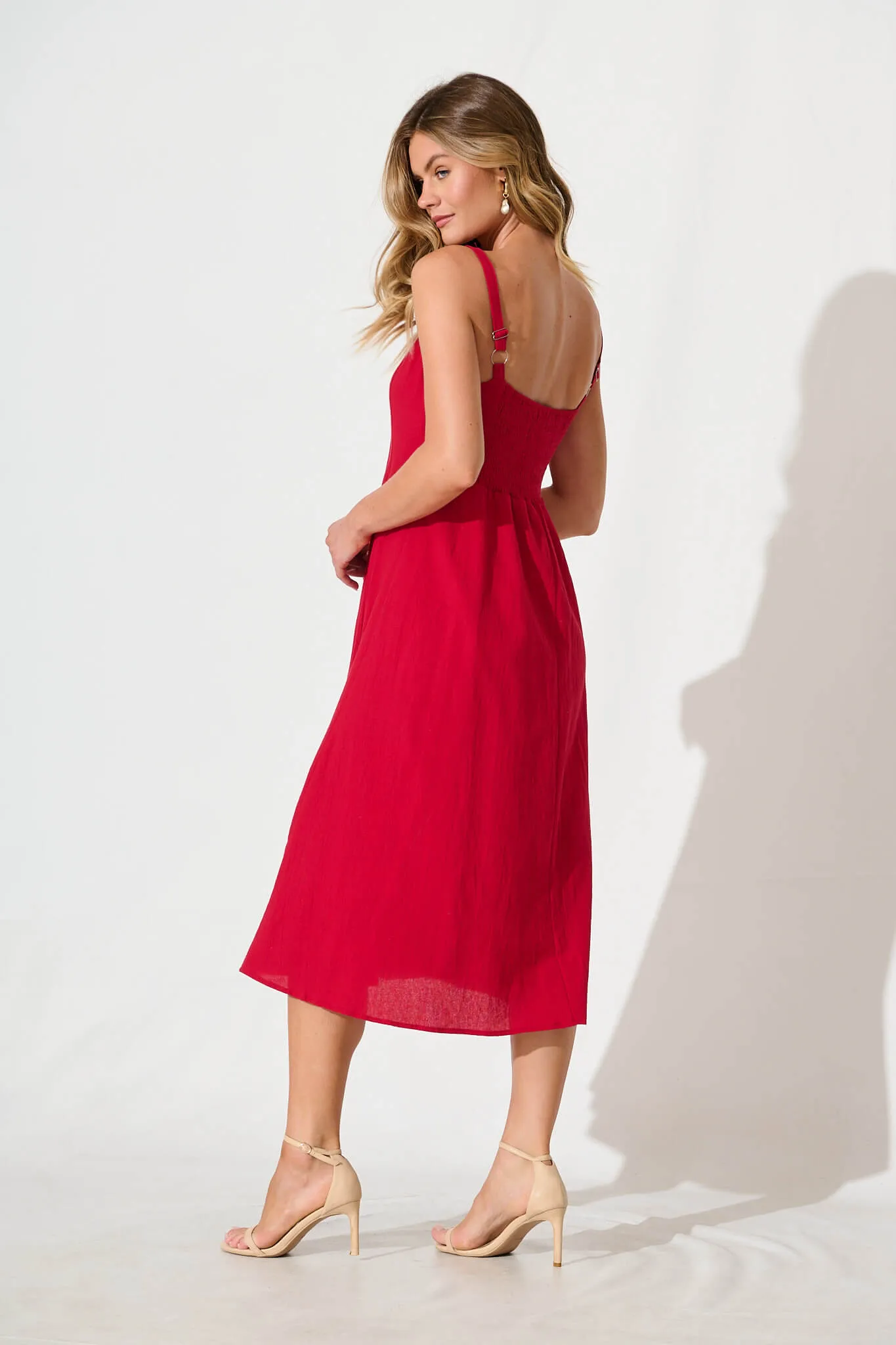 Shaima Midi Sundress in Red Cotton sold by St Frock product image thumbnail 4