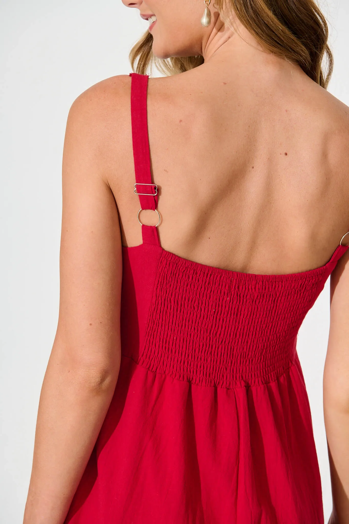 Shaima Midi Sundress in Red Cotton sold by St Frock product image thumbnail 5