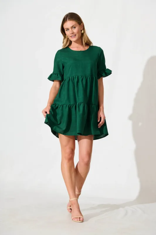 Corry Smock Dress in Emerald Green sold by St Frock