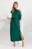 Sarita Maxi Off Shoulder Dress in Emerald Green Satin sold by St Frock