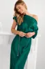 Sarita Maxi Off Shoulder Dress in Emerald Green Satin sold by St Frock