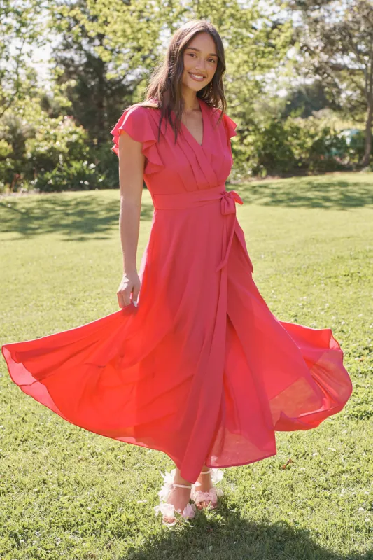 Wynter Maxi Dress in Fuchsia Chiffon sold by St Frock