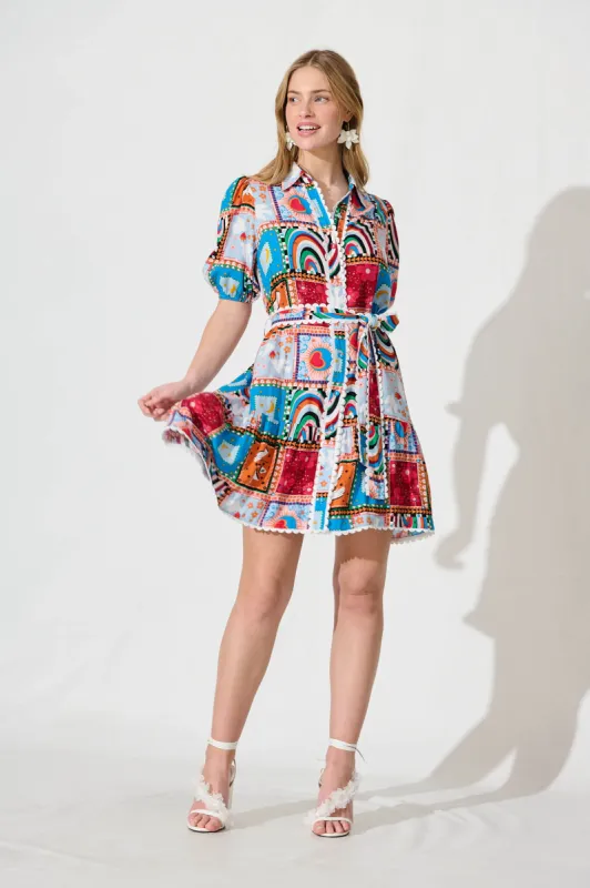 Fairytales Shirt Dress In Bright Multi sold by St Frock
