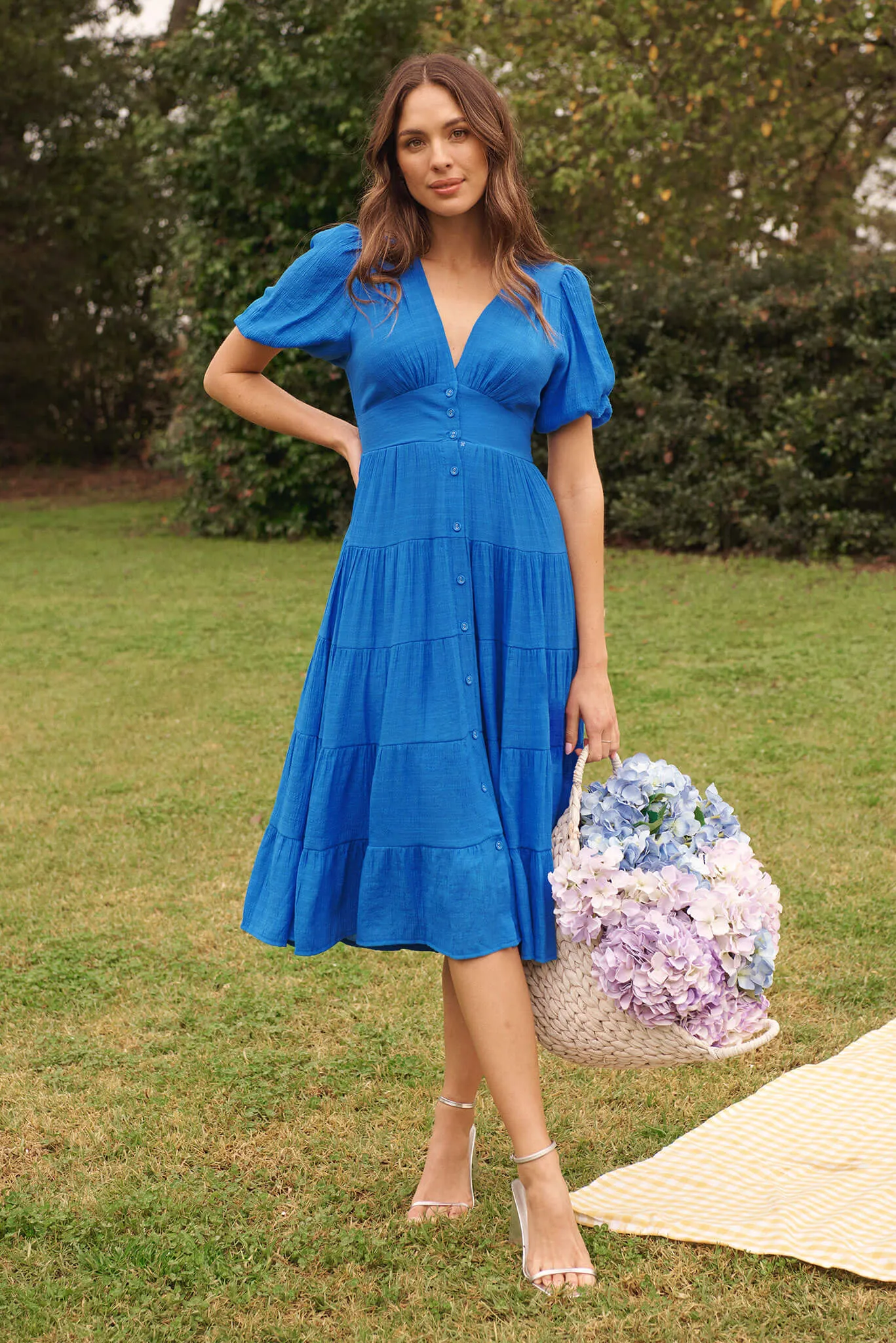 Modica Midi Dress In Blue Chiffon sold by St Frock product image thumbnail 4