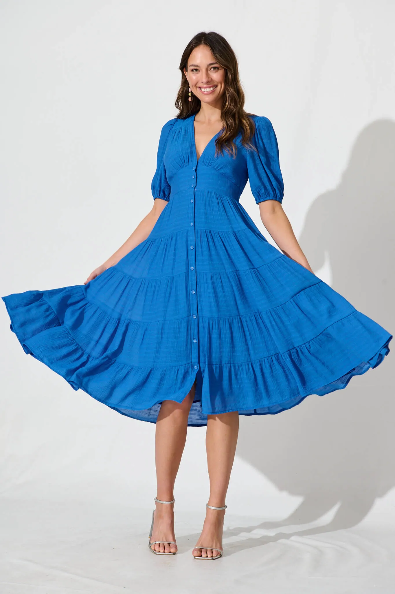 Modica Midi Dress In Blue Chiffon sold by St Frock product image thumbnail 2