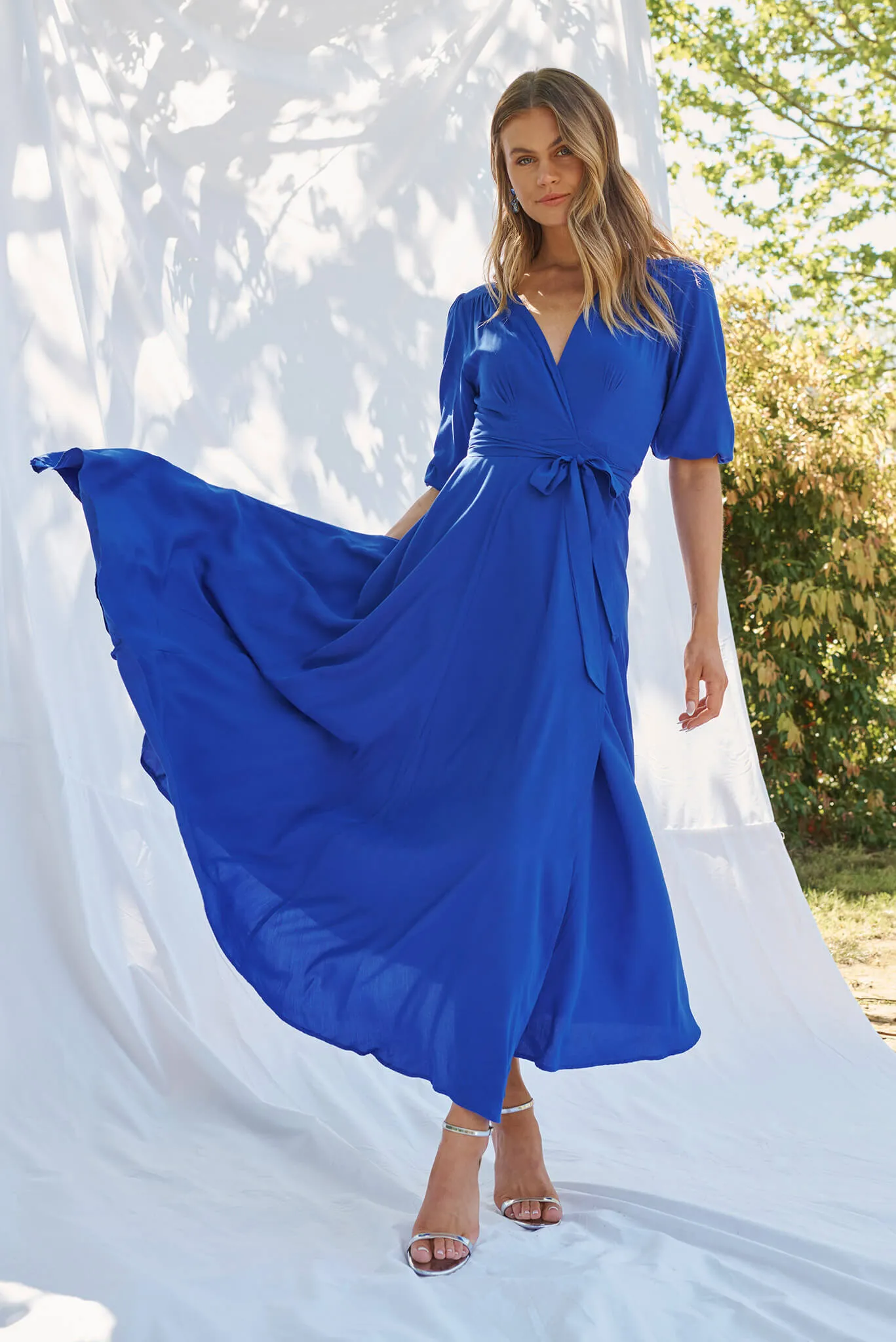Ronda Maxi Wrap Dress In Cobalt Blue sold by St Frock product image thumbnail 4