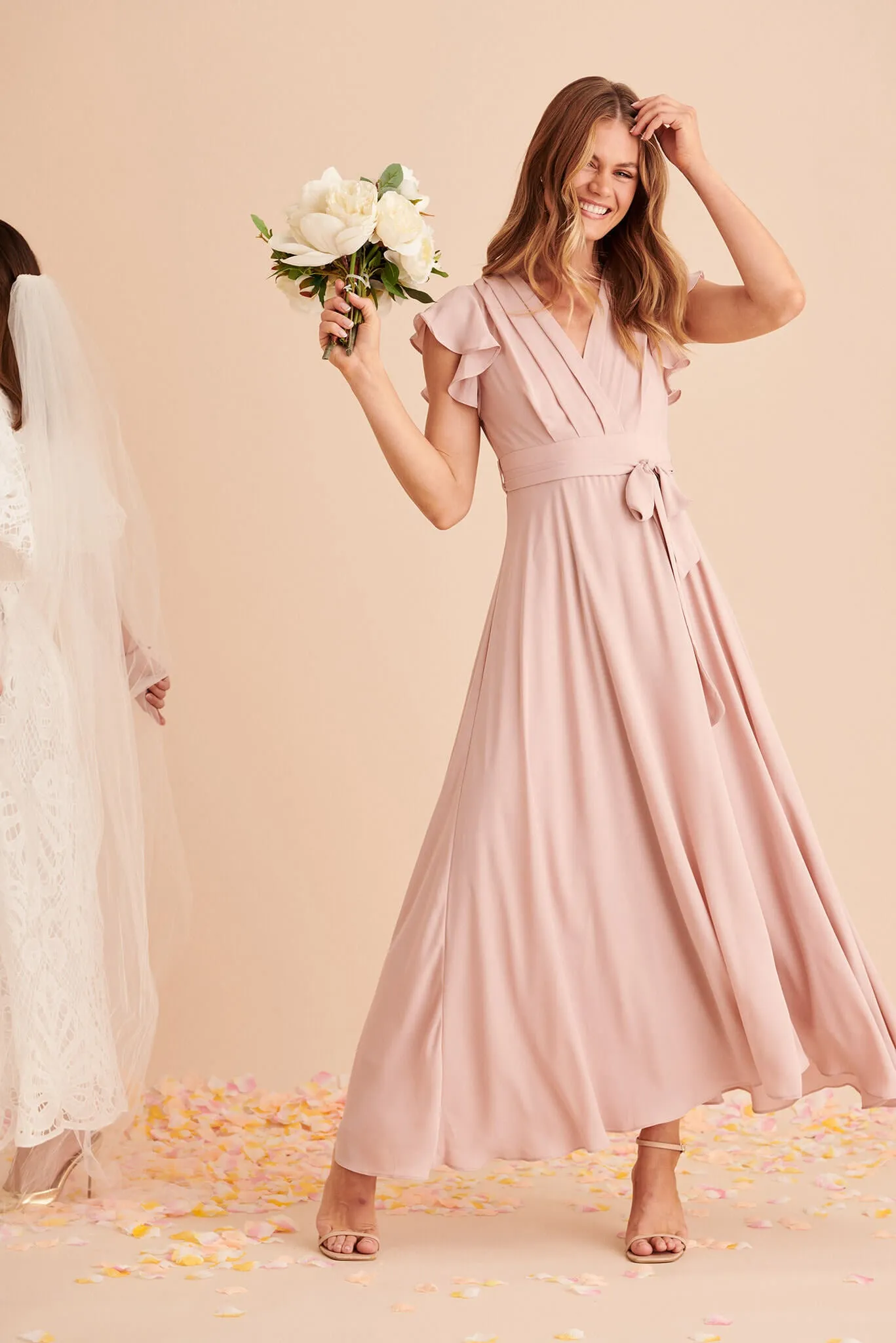 Wynter Maxi Dress in Blush Chiffon sold by St Frock