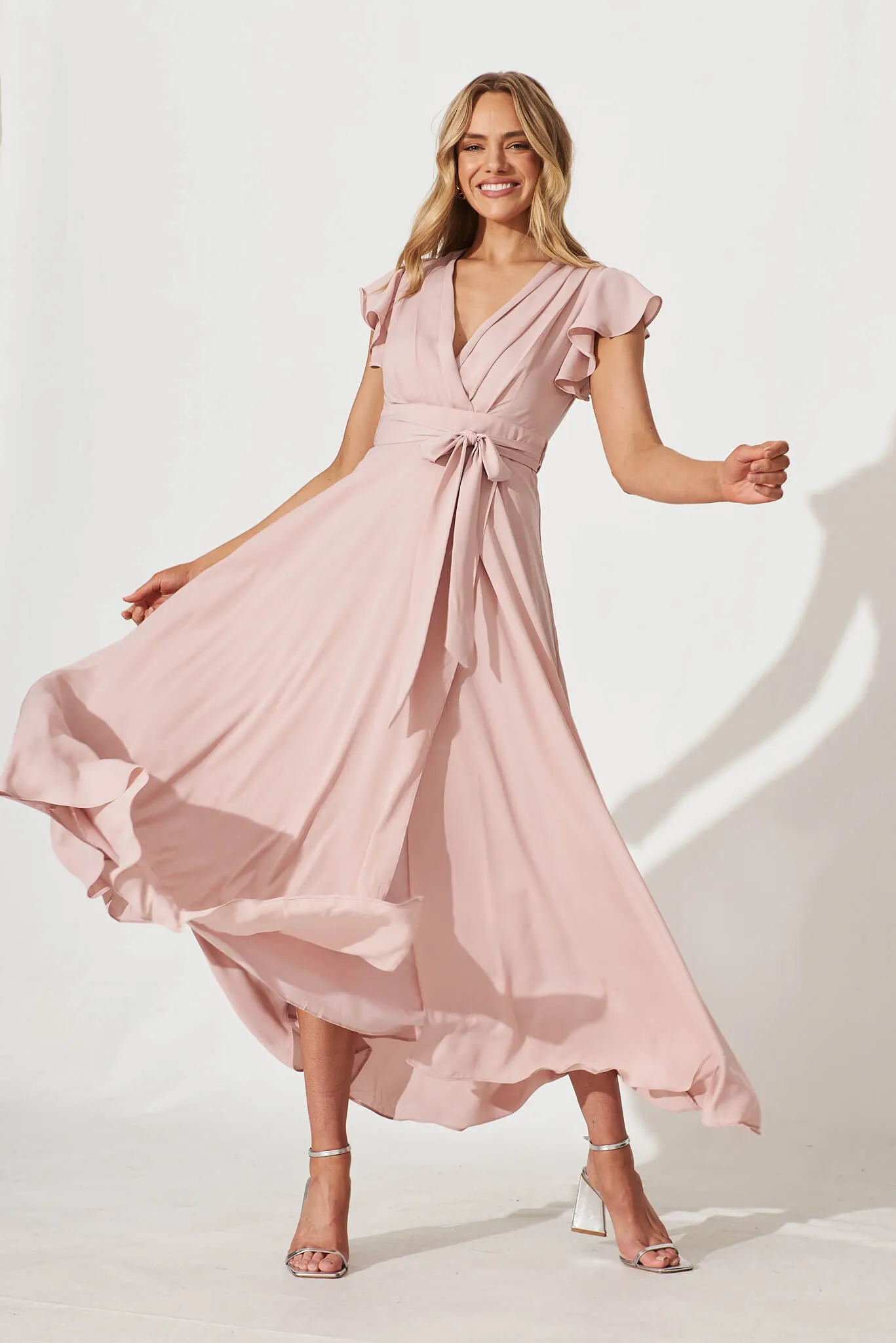 Wynter Maxi Dress in Blush Chiffon sold by St Frock product image thumbnail 3