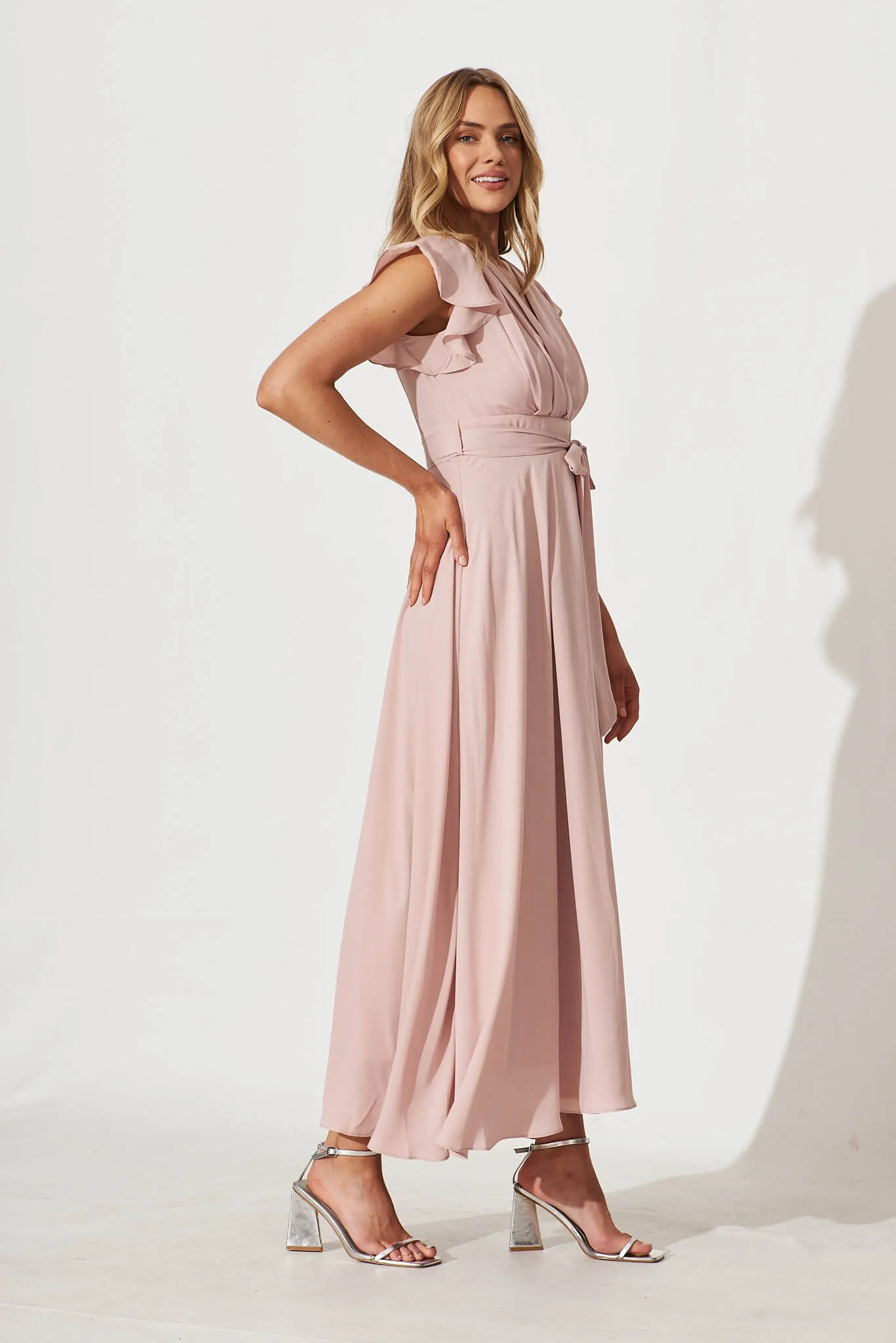 Wynter Maxi Dress in Blush Chiffon sold by St Frock product image thumbnail 5