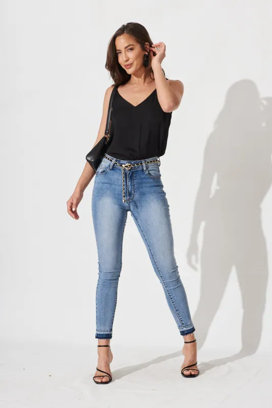 Rowland Cami Top In Black Satin sold by St Frock