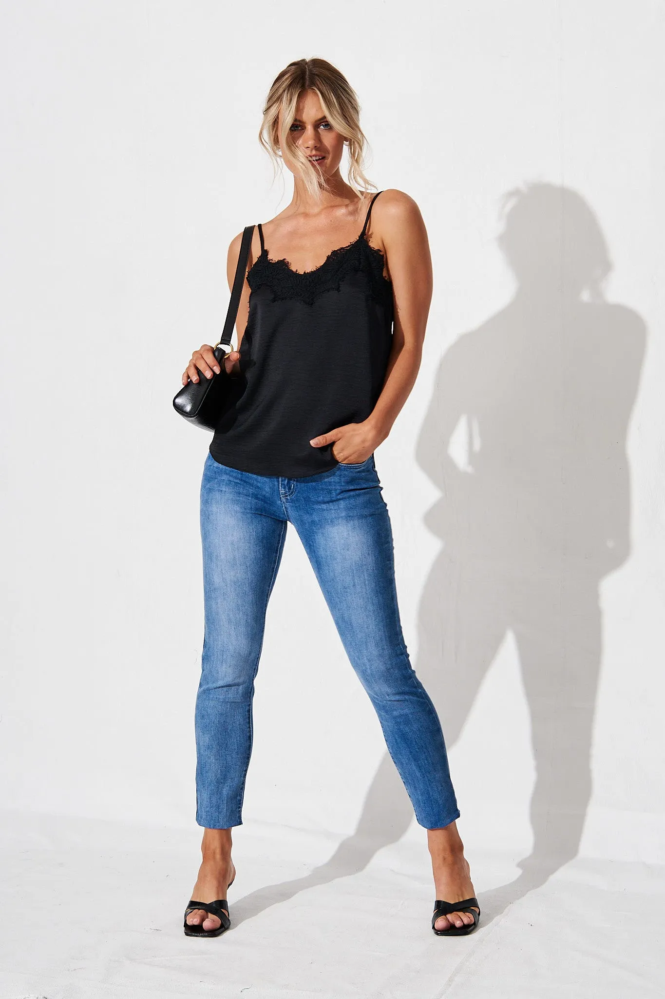 Manthis Cami Top In Black Satin sold by St Frock product image thumbnail 4