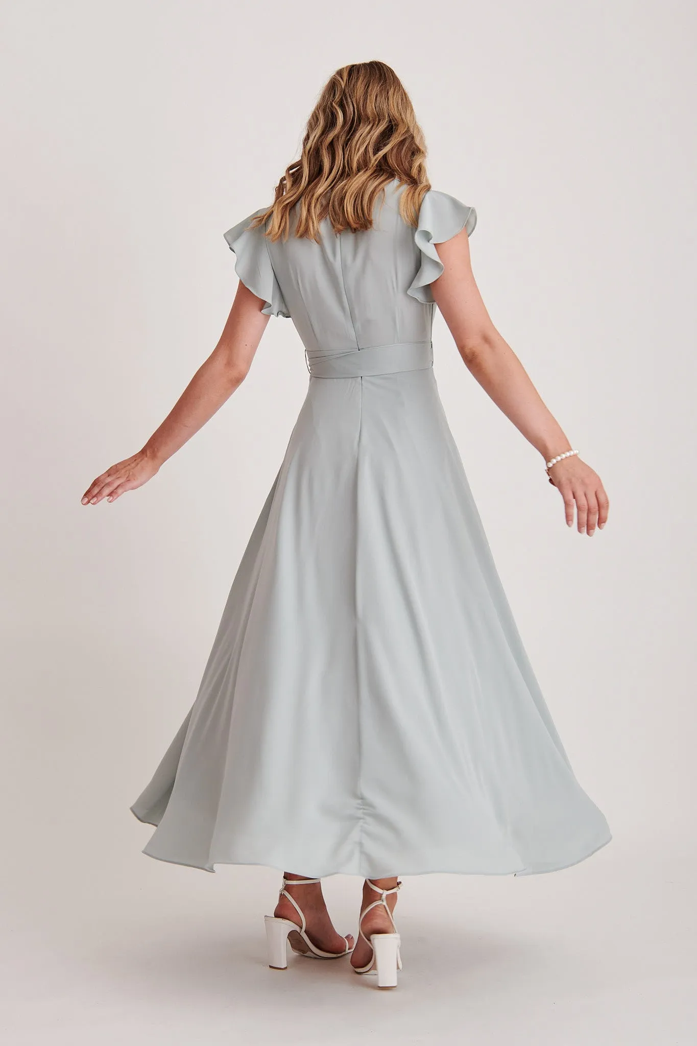 Wynter Maxi Dress in Sage Green Chiffon sold by St Frock product image thumbnail 5