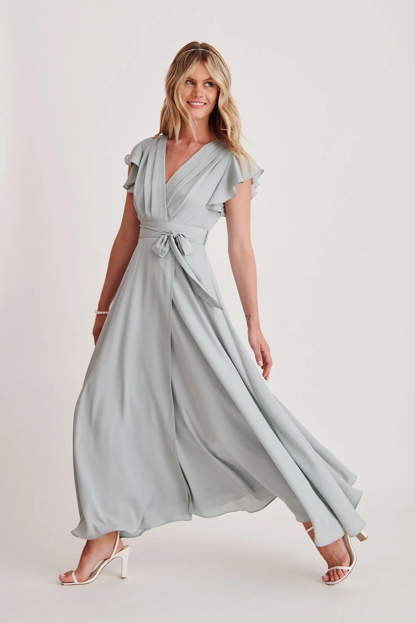 Wynter Maxi Dress in Sage Green Chiffon sold by St Frock product image thumbnail 2