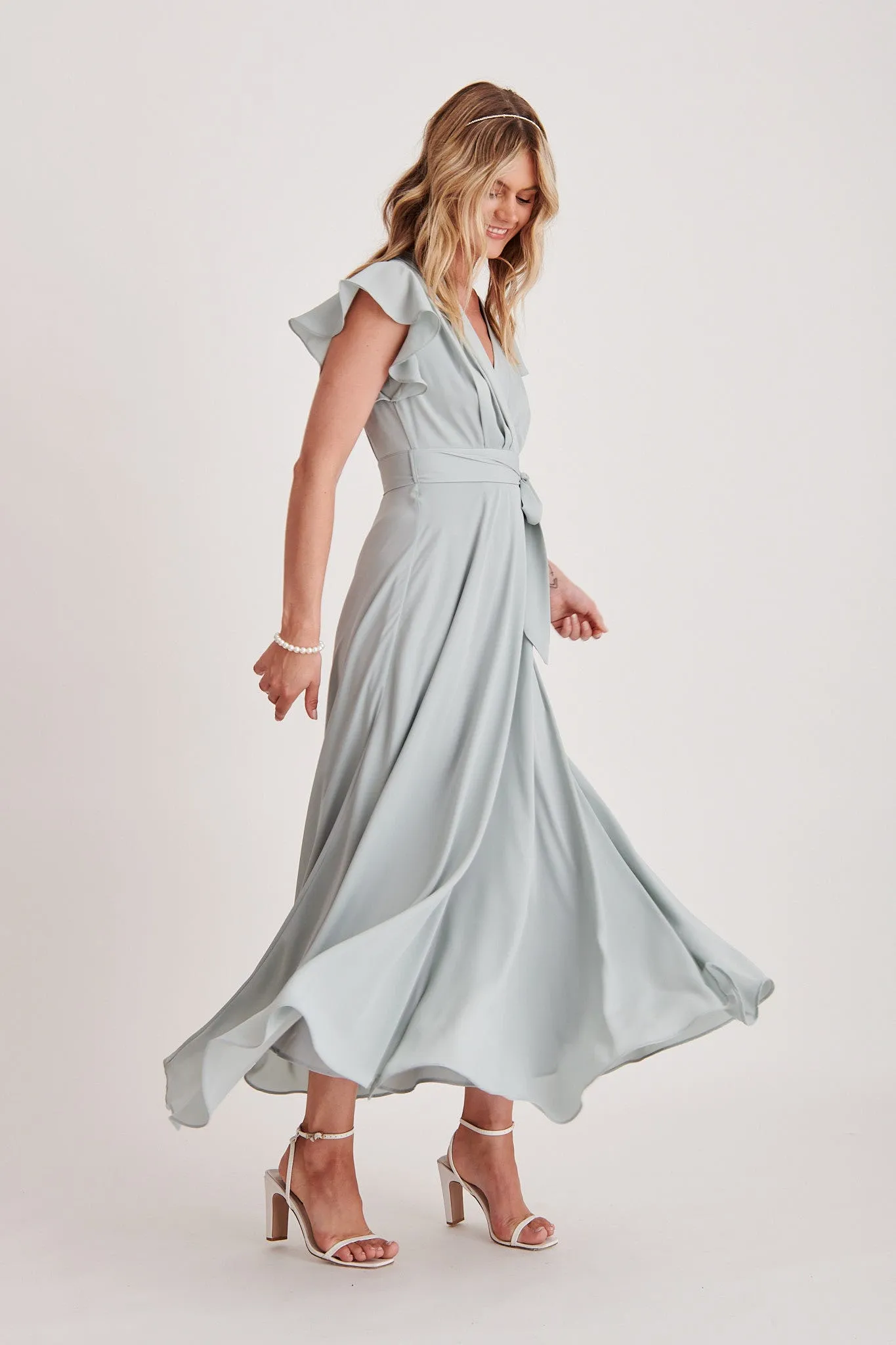 Wynter Maxi Dress in Sage Green Chiffon sold by St Frock product image thumbnail 4