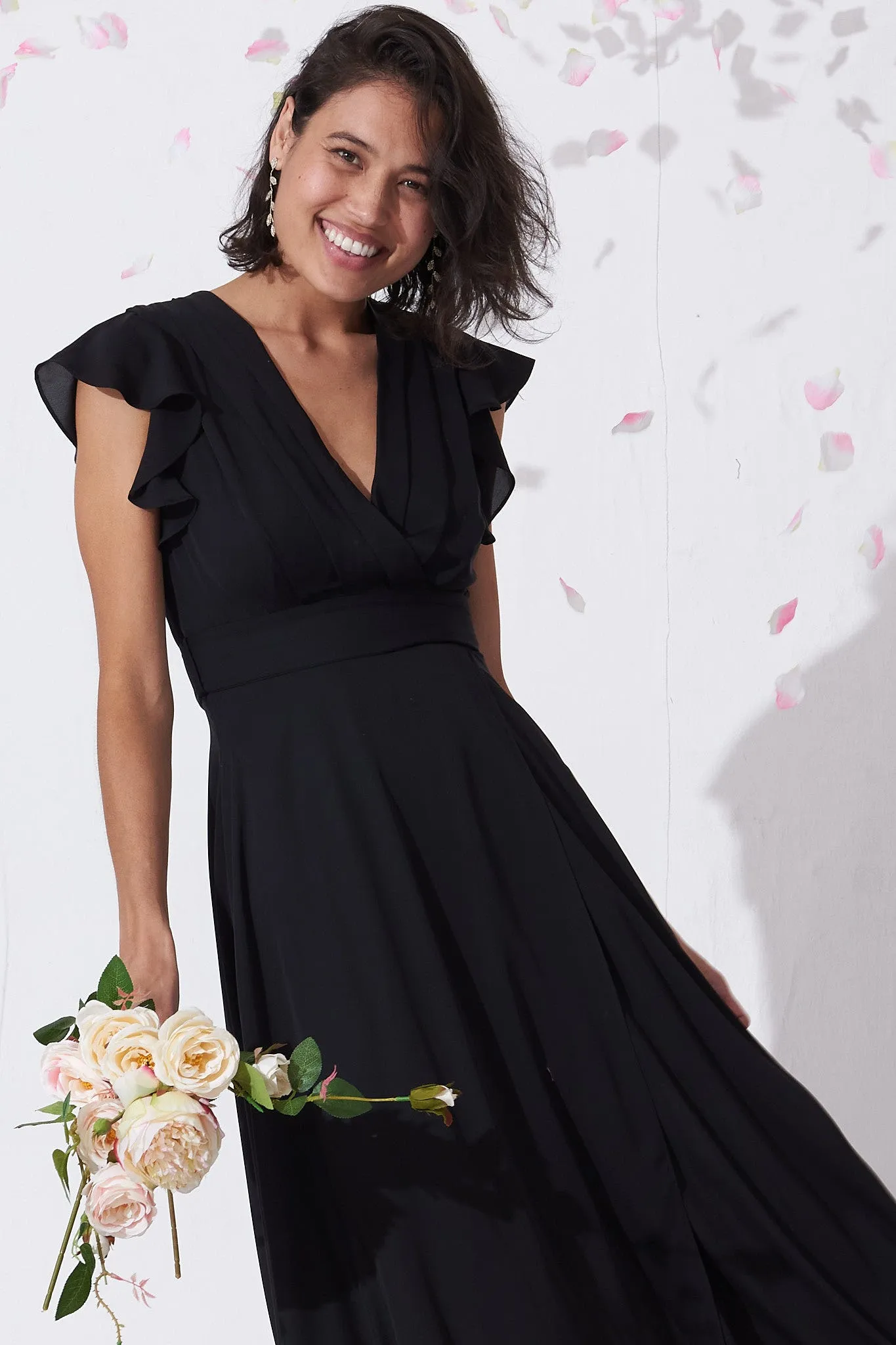 PRE ORDER Wynter Maxi Dress in Black Chiffon sold by St Frock product image thumbnail 2