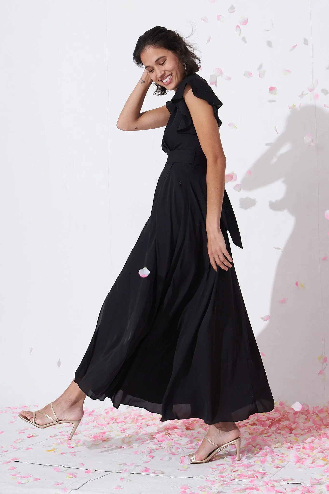 PRE ORDER Wynter Maxi Dress in Black Chiffon sold by St Frock product image thumbnail 3