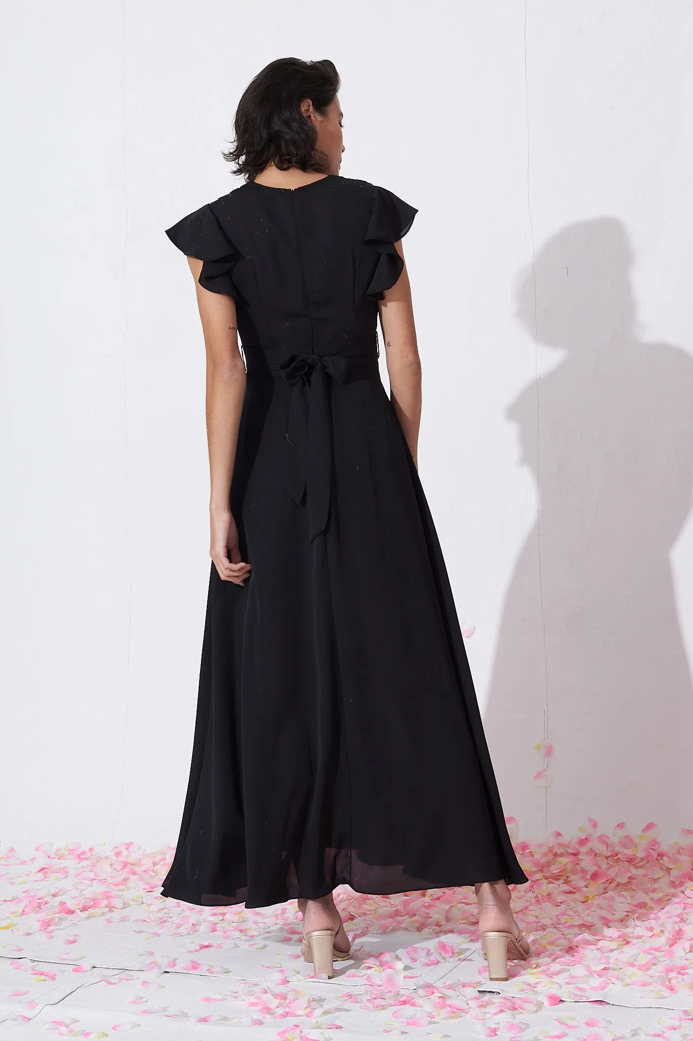 PRE ORDER Wynter Maxi Dress in Black Chiffon sold by St Frock product image thumbnail 4