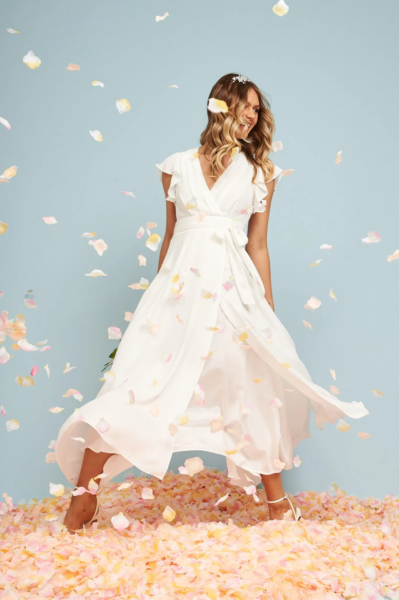 Wynter Maxi Dress in White Chiffon sold by St Frock product image thumbnail 4