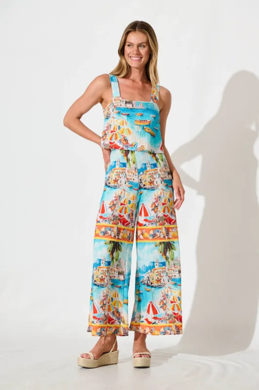 Sandcastle Jumpsuit In Multi Italian Riviera Print sold by St Frock