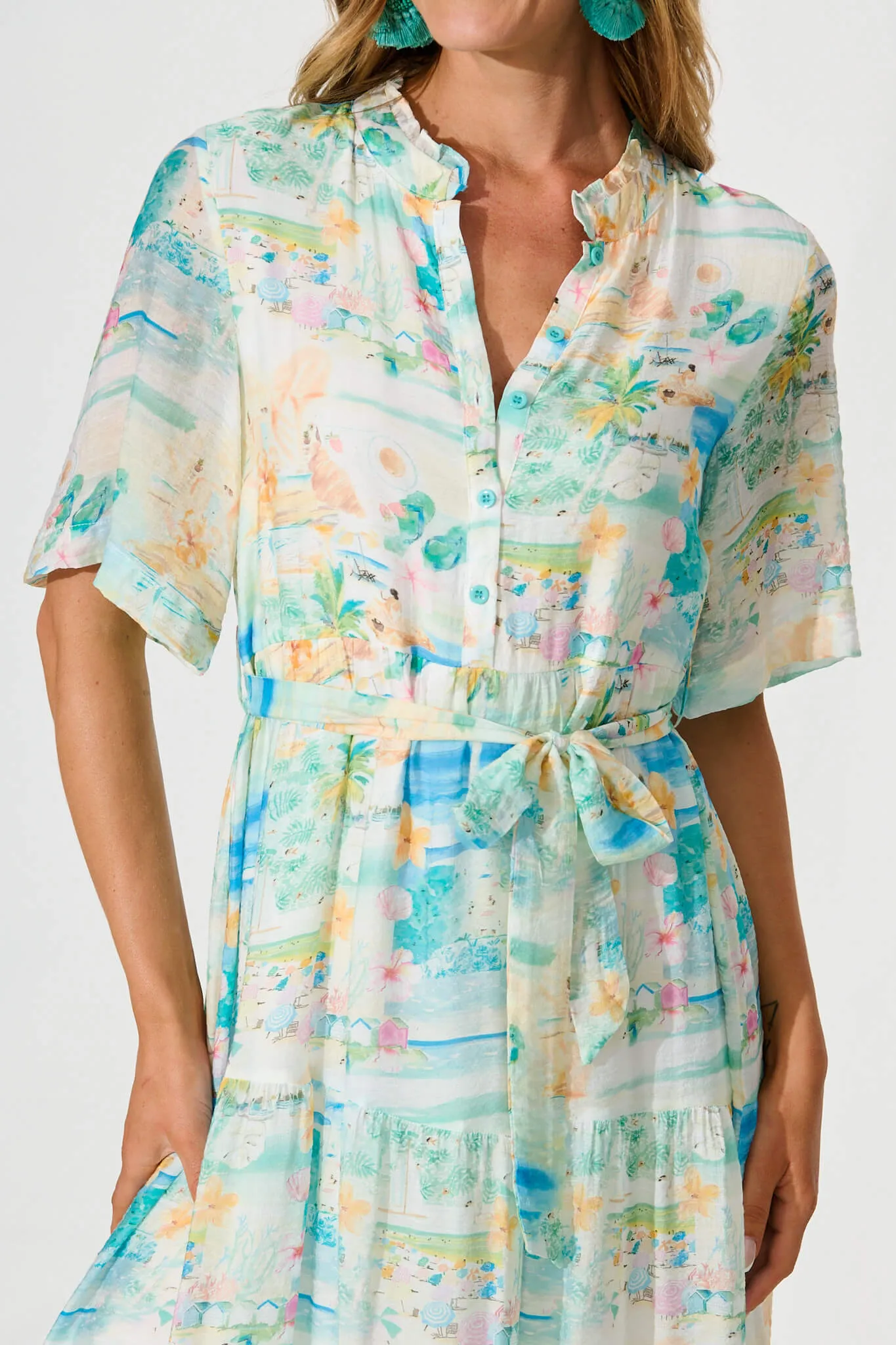 Solara Maxi Dress in Multi Pastel Tropical Print sold by St Frock product image thumbnail 5