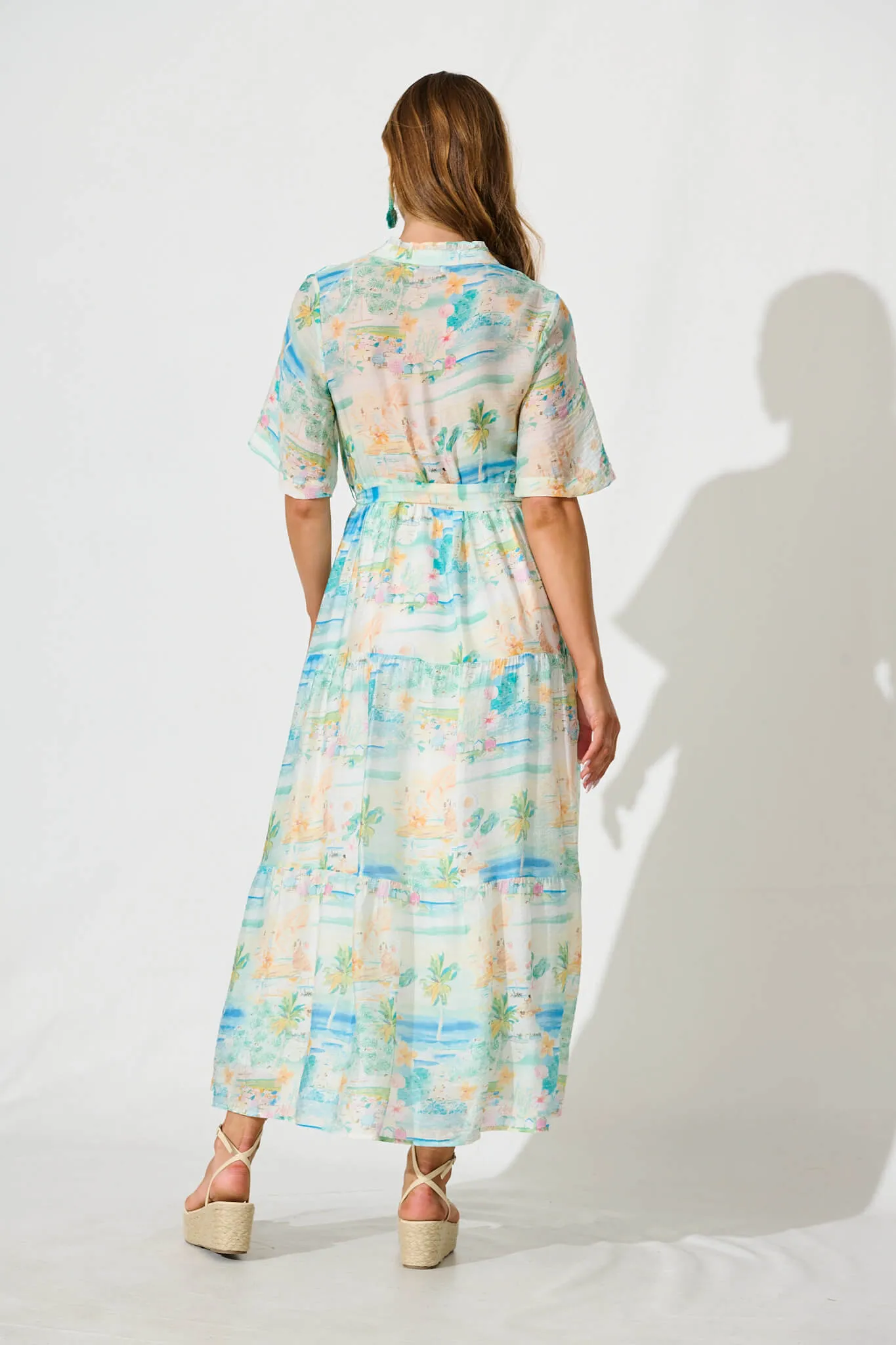 Solara Maxi Dress in Multi Pastel Tropical Print sold by St Frock product image thumbnail 4