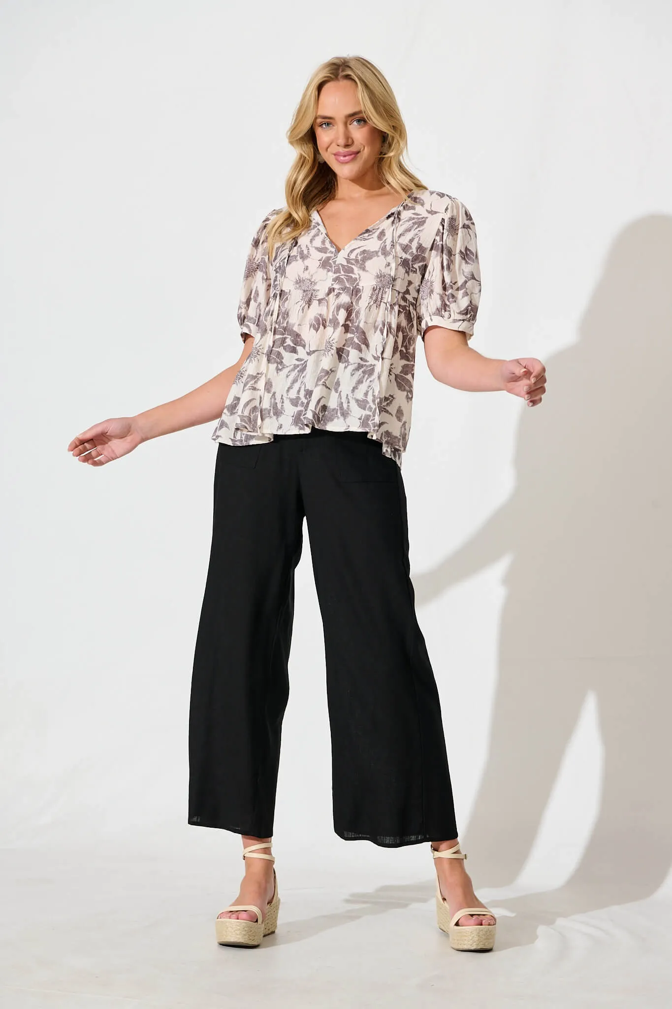 Nalini Top in White with Black Flower sold by St Frock product image thumbnail 4