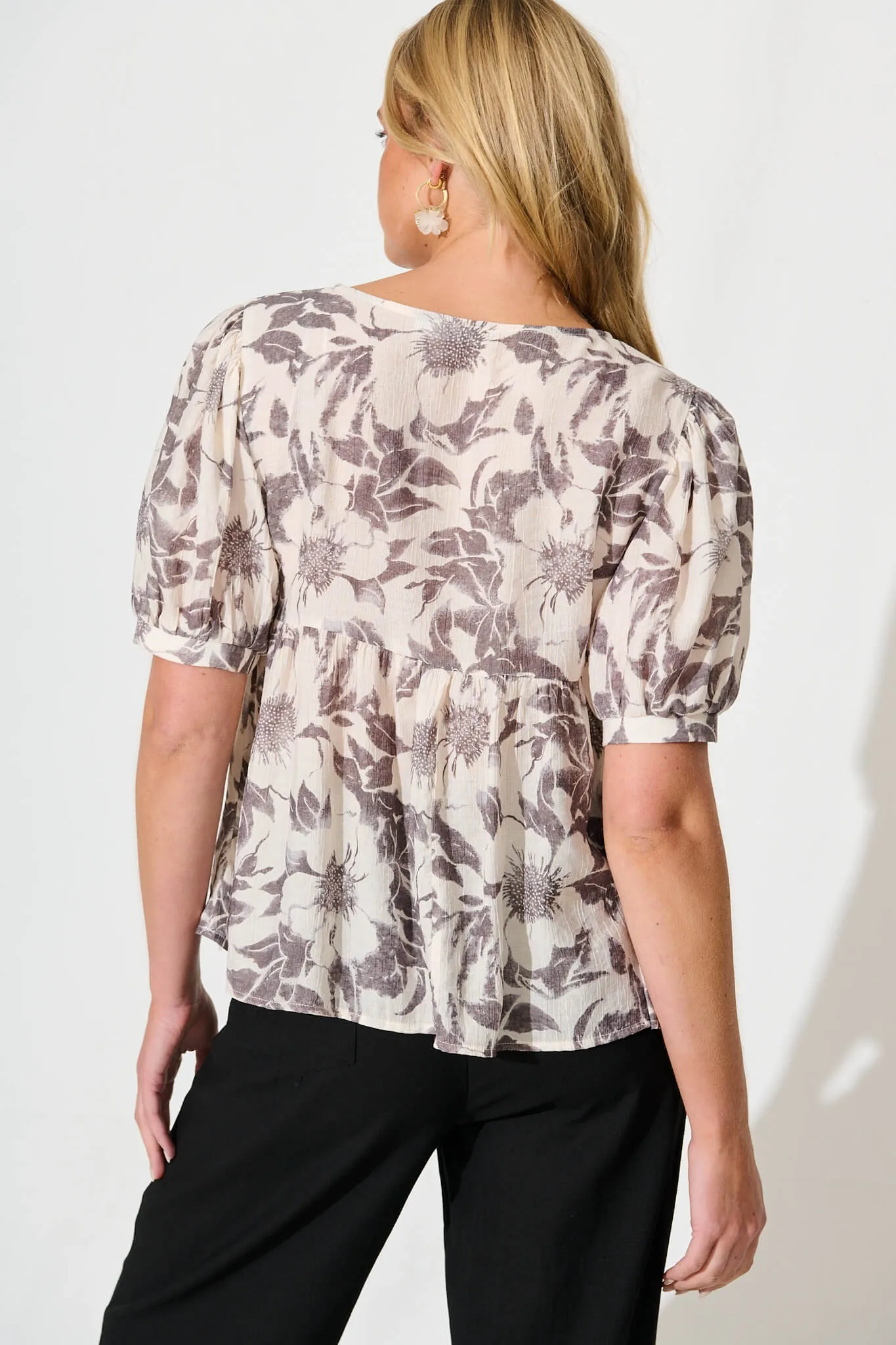 Nalini Top in White with Black Flower sold by St Frock product image thumbnail 3