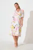 Zoisa Midi Dress in Cream Multi Floral sold by St Frock