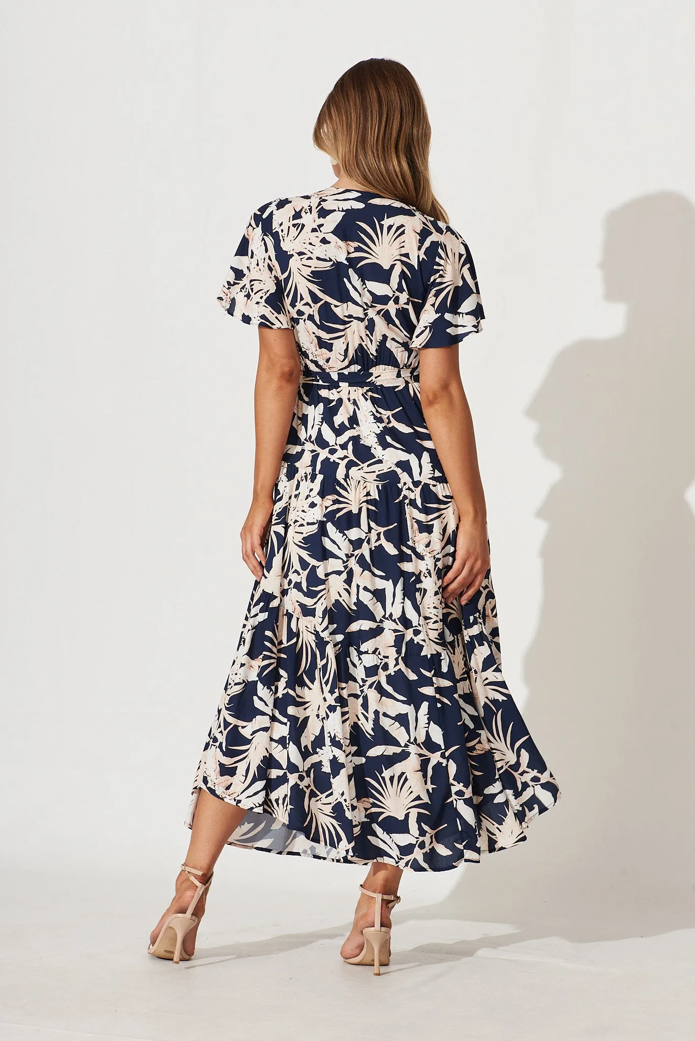 Heidi Maxi Dress In Navy Leaf Print sold by St Frock product image thumbnail 4