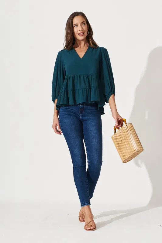 Talena Top In Emerald Green sold by St Frock