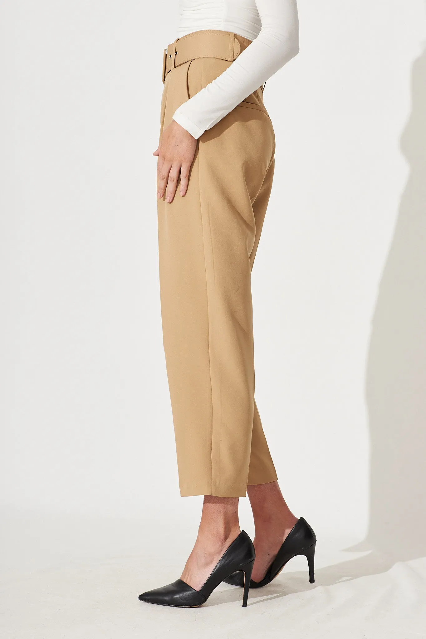 Dahlia Pant With Belt In Camel sold by St Frock product image thumbnail 3