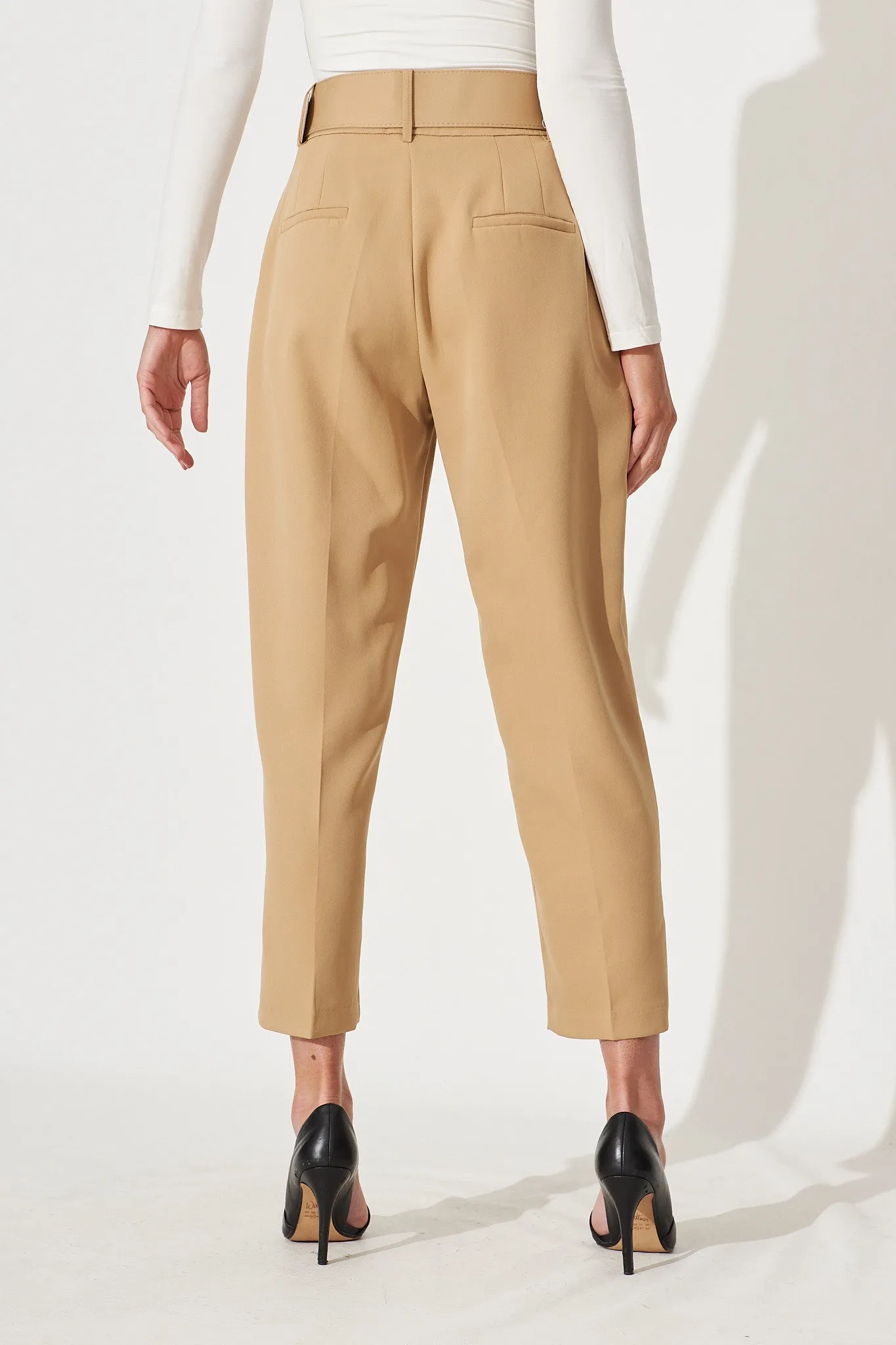 Dahlia Pant With Belt In Camel sold by St Frock product image thumbnail 4