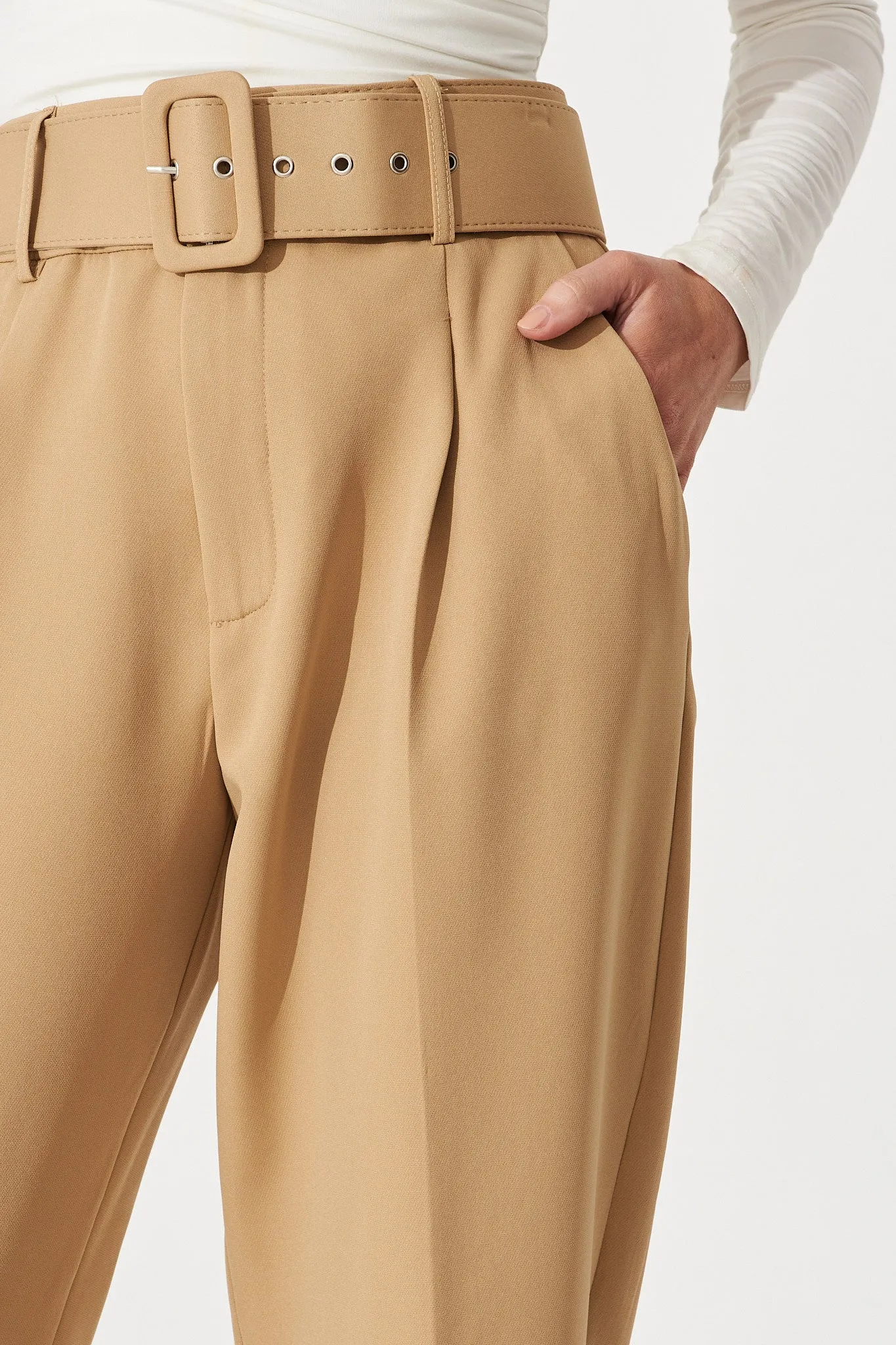 Dahlia Pant With Belt In Camel sold by St Frock product image thumbnail 5