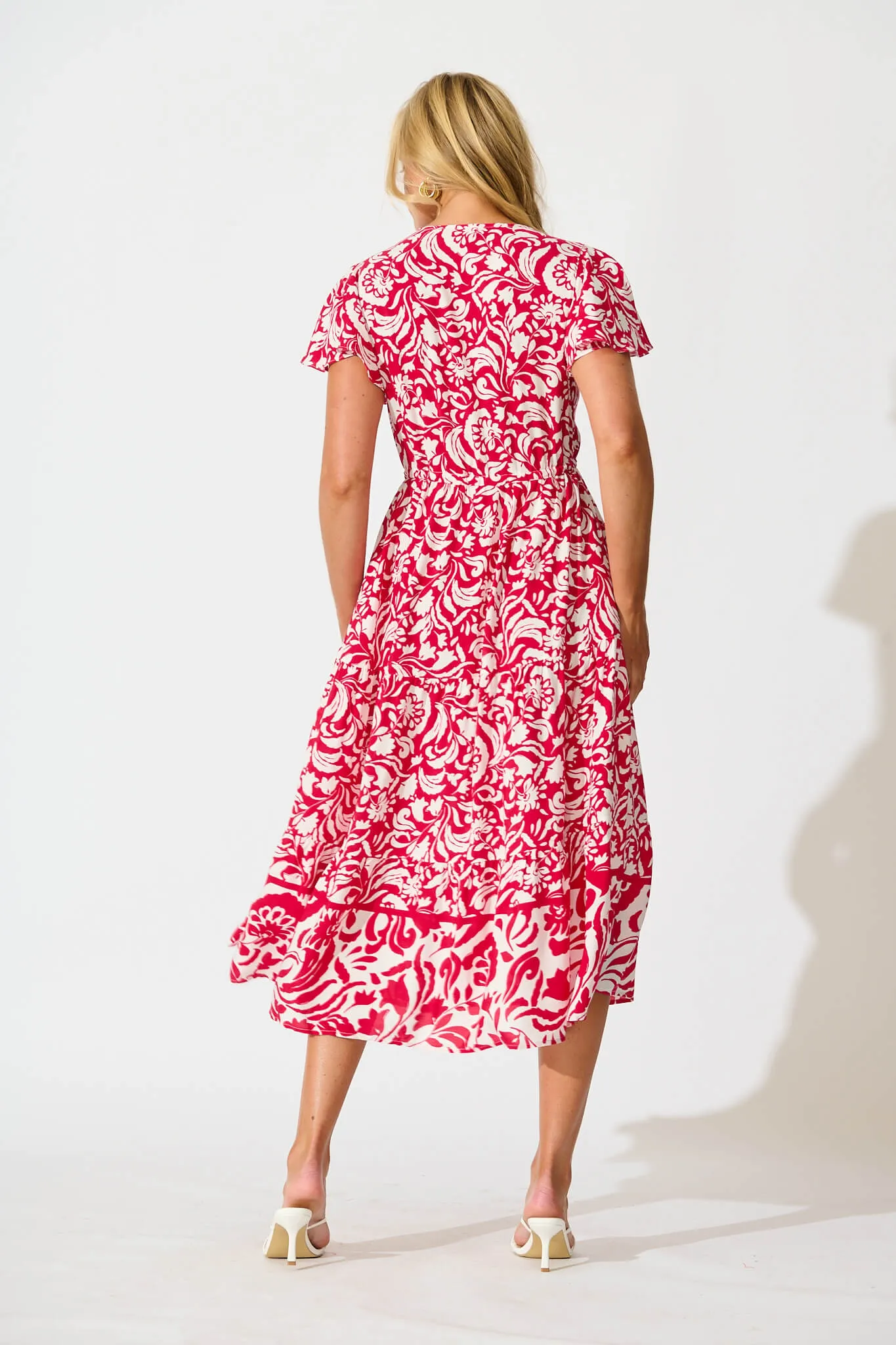Saturday Midi Dress in Raspberry with White Print sold by St Frock product image thumbnail 4
