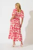 Coverdale Maxi Dress in Red with White Print sold by St Frock