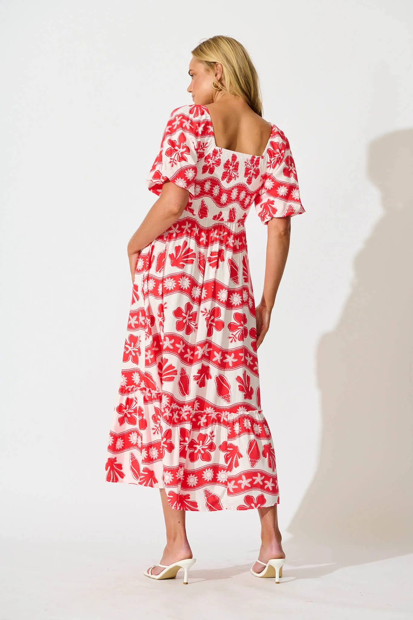 Coverdale Maxi Dress in Red with White Print sold by St Frock product image thumbnail 4