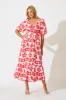 Coverdale Maxi Dress in Red with White Print sold by St Frock