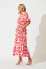 Coverdale Maxi Dress in Red with White Print sold by St Frock