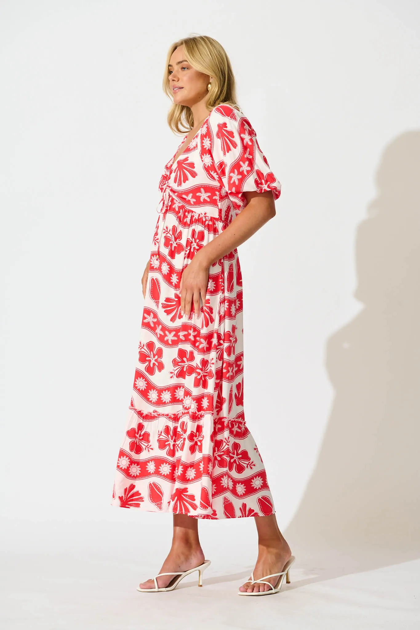 Coverdale Maxi Dress in Red with White Print sold by St Frock product image thumbnail 3